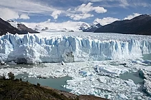 Ice calving from the terminus of the Perito Moreno Glacier in western Patagonia, Argentina
