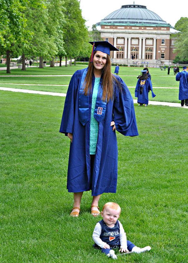 Emma Woods’ daughter, Addison, was seven months old when Emma graduated in May 2016. (Photo courtesy of Emma Woods.)