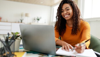 Student with computer