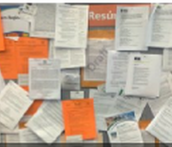 A board with job postings pinned on