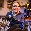 Bruce Fouke with samples of coral reefs in his lab.