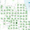 A map showing several air quality sensors and historical redlining borders.