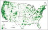 A figure showing locations of PurpleAir sensors in America.